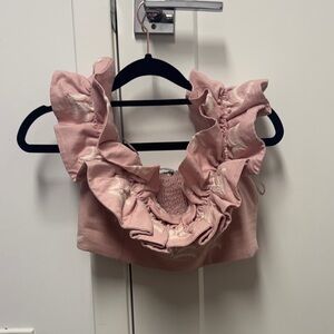 Pink Ruffled Crop Top